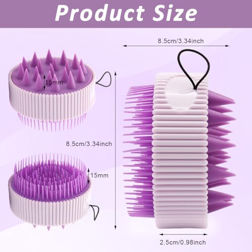 Image of HANNEA Scalp Massager Brush 3.15 Inch Diameter 2 In 1 Double Sided Wet Dry