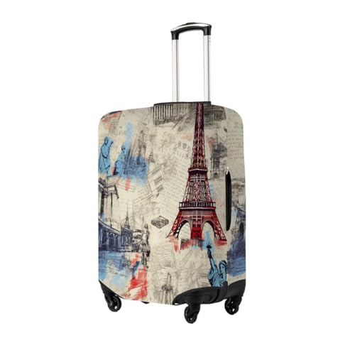 Retro Eiffel Tower London New York City Stretchable Luggage Covers for Suitcase TSA Approved, Dust Proof and Scratch Resistant Travel Luggage Protector for Carry On (22-24 in)2
