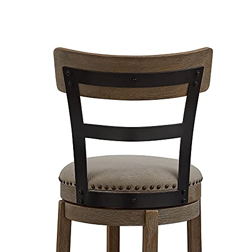 Ball & Cast Swivel Counter Height Barstool 24 Inch Seat Height Taupe Fabric With Nailhead Trim Set Of 1 #TOP6