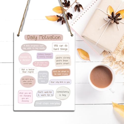 Daily Motivation Decorative Wooden Hanging Plaque Inspirational Hanging Door Wall Signs Decor for New Home Office Classroom Gifts for Housewarming Rustic Positive Affirmations Wall Decor - FS751