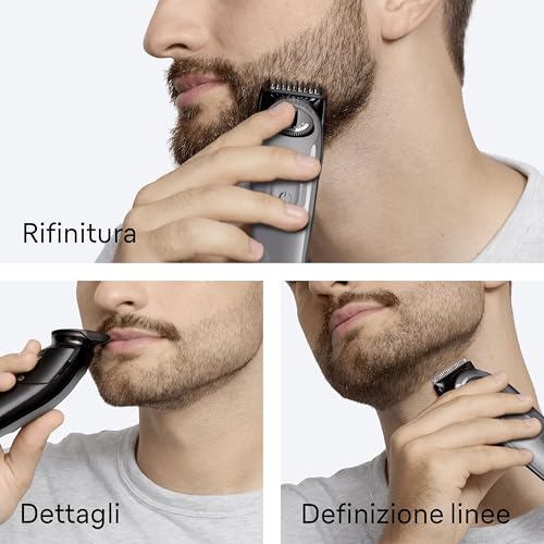 Braun Regolabarba Uomo Series 3, +4 Strumenti Di Styling, Lama Ultra Affilata, 50 Min Di Utilizzo, 40 Lunghezze, Rasoio Elettrico Barba, BT3525, Grigio - Immagine 4