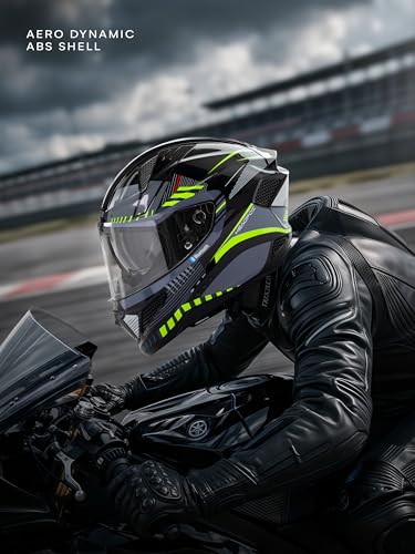 Image of HEADFOX N2F Track Full Face Bluetooth Helmet for Bike | Waterproof Smart Helmet for Men & Women | Built-in Bluetooth for Calls, ENC, Music & GPS | Voice Assist | ISI Certified