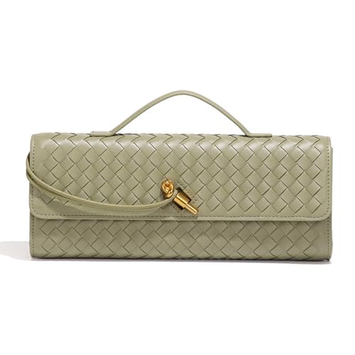 Image of Handmade Woven Evening Bag for Women Casual Clutch Purse Leather Shoulder Handbag Fashion Crossbody Bag