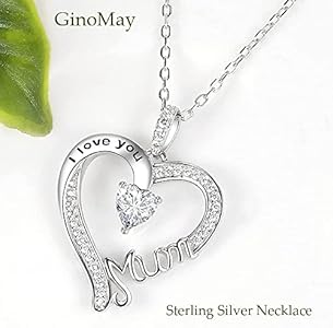 GinoMay Ik Hou van je Moeder Ketting voor Moeder 925 Zilver hart Hanger