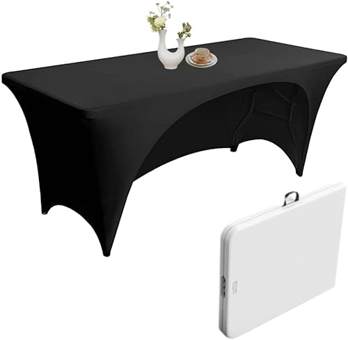 Mantel elástico para mesas rectangulares de 6 pies, se adapta a mesas plegables de 6 pies, resistente y elástico resistente a las arrugas, elastano