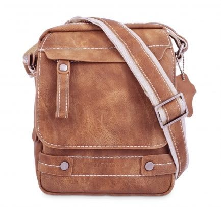 Genérico Bolso Bandolera de Piel Sintética con Cremallera, Fabricado en España, 23 x 17 x 6 cm