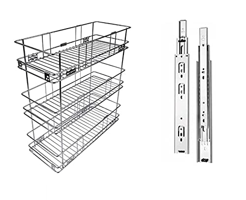 Steel Gold Modular Kitchen Stainless Steel 3 Shelves Bottle Multipurpose Pullout Basket with 20 Inch Telescopic Channel (6 W X 20 D X 21 H) (B08K4MJJTG) Amazon Price History, Amazon Price Tracker