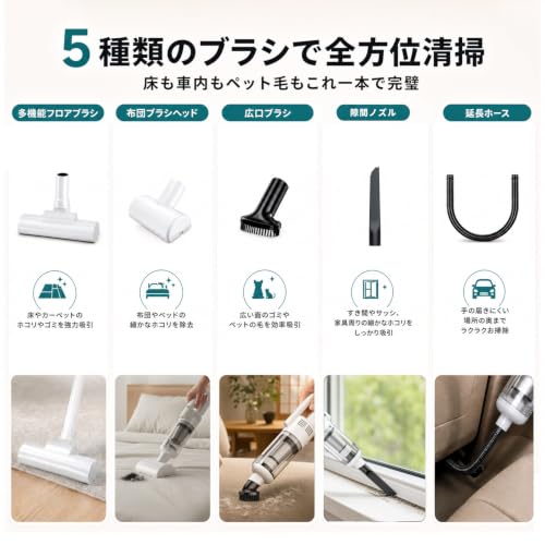 Image of Fochai 15000pa Strong Suction, 2024 Innovative Model Vacuum Cleaner, Cordless Stick Vacuum Cleaner, 5 Way, Handy Cleaner, Single Cleaner, Electric Vacuum Cleaner, 5 Nozzles, Lightweight, Type-C