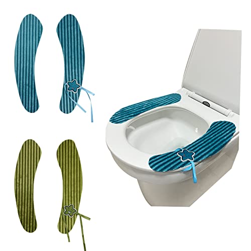 JMbeauuuty Lot de 2 paires de housses de siège de toilette, réutilisables, chaudes, douces, fines, lavables, adaptées à la plupart des sièges de toilette, peuvent être coupées comme vous le souhaitez Cover