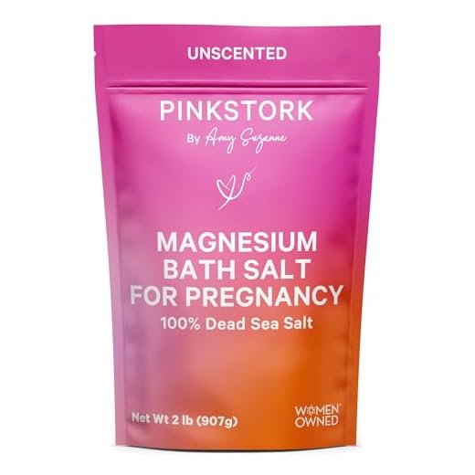 Pink Stork Pregnancy Bath Soak – Unscented Magnesium Flakes for Bath or Foot Soak – Pure Dead Sea Salt – Relief for Pregnancy Aches, Swollen Feet, and Stress – Clean, Fragrance-Free – 2 lb