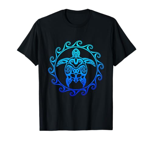 Ocean Blue Tribal Hawaiian Sea Turtle T-Shirt
