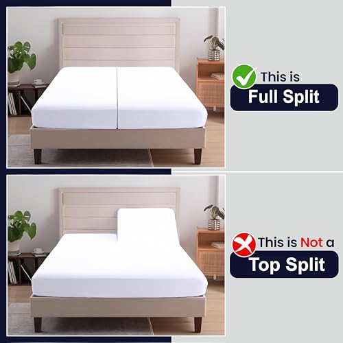 Image of SGI Split King Size Egyptian Cotton 5 Piece Sheet Set - Premium Hotel Luxury Bed Sheets, Breathable & Cooling, Deep Pocket Easy-Fit, Ultra Soft, White