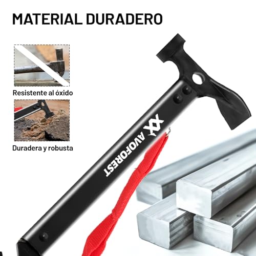 AVOFOREST Camping Hammer mit 10 PCS Zelt Heringe, Hammer aus Aluminium, Outdoor-campinghammer, Multifunktionaler Campinghamme für Zeltheringe mit Aufbewahrungstasche