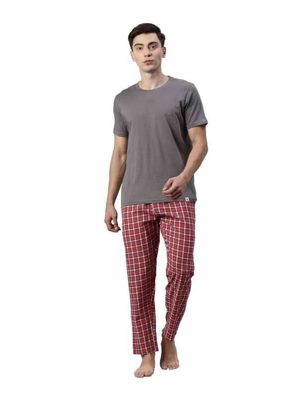 joven Men's Grey and Red Lounge Set,100% Cotton,Super Soft Ultra Light Fabric,Comfort Fit,Machine Wash,Unique Designs,Casual wear,Highly Durable,Sleep wear-picture-10