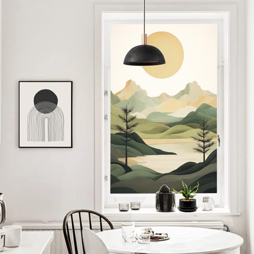 Película decorativa para ventana con paisaje rústico miniatura 6