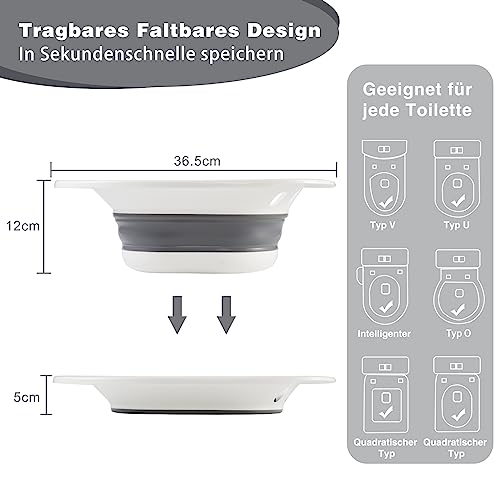 DEANIC Sitzbad für Toilette Faltbares Sitzbadewanne für Hämorrhoiden, Sitzbadewanne Erwachsene für Postpartale Betreuung und ältere Menschen, Aufhängbar Sitz Bath (Grau)