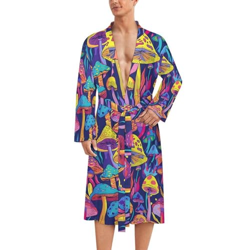 Psychedelic Mushroom Funny Men's Robe Soft Lightweight Bathrobe Long-sleeve Spa Robes