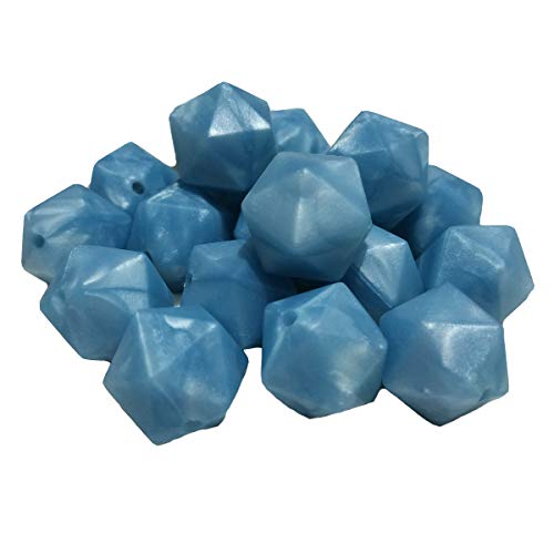 Alenybeby 50pcs 14mm Silicone Polygon Pearl Beads for Pen Silicone Geometric Icosahedron Shape Beads Hexagon Bulk Bead for Keychain DIY Mom Woman Lanyards Craft Jewelry Making