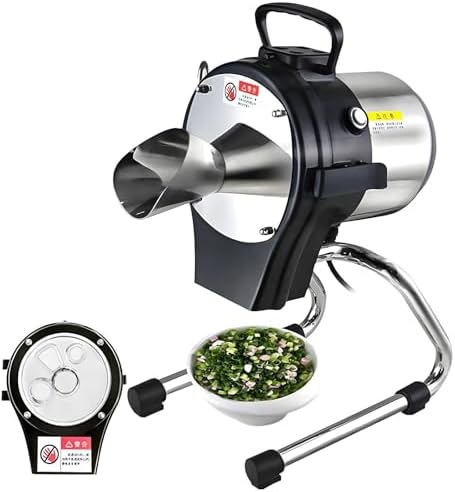 Commercial Automatic Spring Onion Cutter & Vegetable Chopper, 304 Adjustable Blades (1-5mm), 6000RPM for Onion, Garlic, Ginger, Chili, Potato - Efficient Food Prep Tool (FC-110LK)