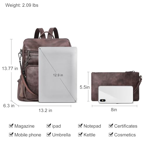 Image of CLUCI Backpack Purse for Women Leather Fashion Designer Travel Ladies Shoulder Bags with Wristlet