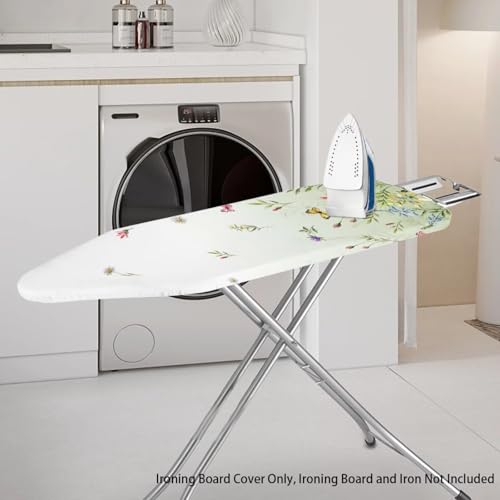 Image of Fashion Ironing Board Covers Standard Size 15x54, Stain Resistant, Snug Fit Non-Slip Nose Pocket Fastener Straps Elastic Edges, Wild Floral Design