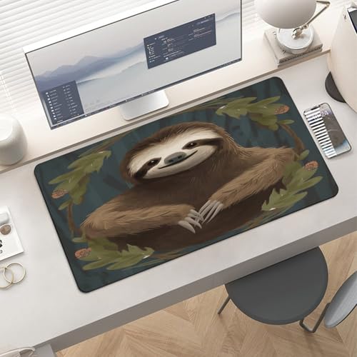 Tapete para escritorio Sloth grande antideslizante de caucho miniatura 6