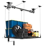 UODENGA Overhead Garage Storage Rack,4x4FT Ceiling Storage Racks with Secure Lock,Garage Storage Lift System for Easy Up Down,Industrial Elevator Lift Holds 400 Lbs