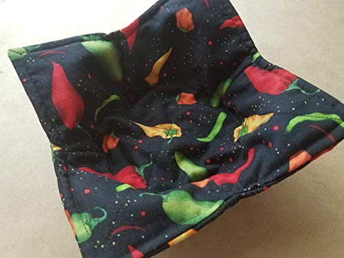 Chili Pepper Microwave Bowl Cozy Southwestern Reversible Microwaveable Potholder Hot Pepper Handmade Bowl Buddy Kitchen Linens Baker Chef Teacher Gifts Spicy Food Lover Gift Under 10 #TOP3