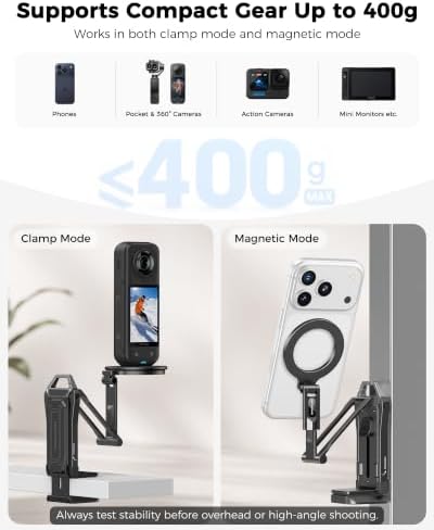 OMOTON TP02-Ultra Magnetic Action Camera Mount for DJI/GoPro iPhone, Black — view 6