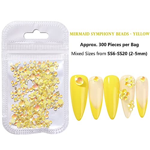 1500Pcs Crystal Glass Mermaid Rhinestones, Mixed Flatback Nail Rhinestones Gems Beads For Nail Art Diy Crafts (5 Colors Included) #TOP5