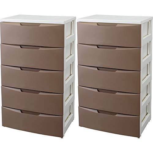 ルームチェスト 5段 RC-555 ホワイト/ブラウン 2個セット