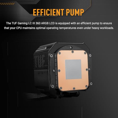 Image of ASUS TUF Gaming LC III 360 ARGB LCD with Integrated Triple Fans Designed for high Airflow and Static Pressure; 2.8 inch LCD for Hardware Monitoring, Custom GIFS and MP4 Video Clips, 6 Year Warranty