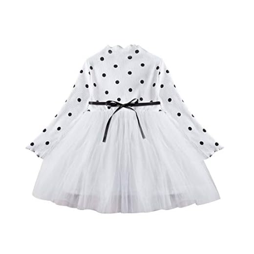 Baby flicka klänning 1–3 år Gaze Tutu prinsessa klänning spädbarn liten barn fest tyll kjol lång ärm vågpunkt bälte söt stickad bomull