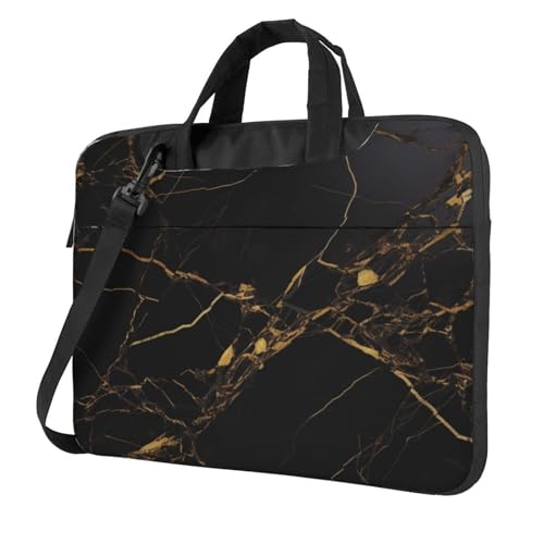 Sac pour ordinateur portable imprimé marbre noir antichoc et sac à bandoulière de voyage