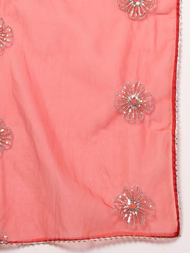Image of Stylum Women's Solid & Embellished Rayon Flared Kurta Palazzo Dupatta Set