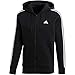 adidas Men's Essentials 3-Stripe Full Zip Fleece Hoodie, Black/White, Small