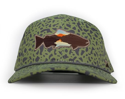 Image of Paramount Outdoors Sunset Trout Fishing Hat Mountain Fish Silhouette Performance Outdoor Hat with Comfort Snapback