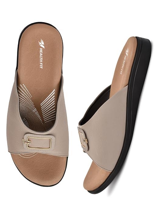 Image of HEALTH FIT EXTRA SOFT Women's Comfortable Memory Foam Doctor Slippers /Flip-Flops|Fashionable Casual & Stylish|Lightweight & Breathable|Outdoor Synthetic Casual Chappals Sandals Ladies & Girls HF27