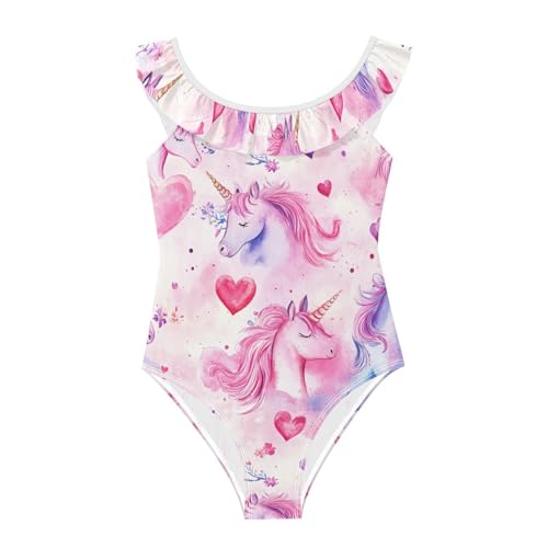 Bañador de unicornio suave con volantes traje de baño cómodo infantil para piscina