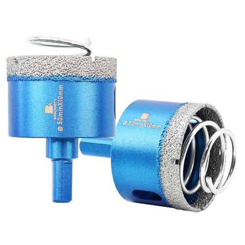 Image of Diamond Tile Drill Bits Set - BRSCHNITT Porcelain Tile Hole Saw Kit for Ceramic, Granite, Marble and More Drilling - 2pcs 50mm Diamond Core Drill Bits Set