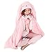 XKUN Coperta con Cappuccio 120 Cm * 160 Cm Carino Peluche Coperte Cape Coperta Morbida Cartoon Farcito Cloak Bambola Aria Condizionata Coperte Regalo di Compleanno-Pink Rabbit