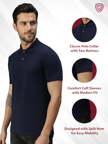 Image of Lux Cozi Men's Cotton Solid Polo Tshirt | Collar Tshirts | Half Sleeves | Stylish & Premium All Day Wear | Pack of 1