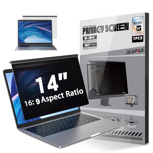 Laptop Privacy Screen 14 Inch Hanging, Removable Screen Shield Panel for 16:9 Widescreen Monitor, Anti Blue Light Filter, Anti-Glare Protector