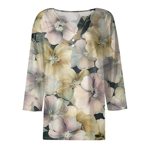 Early Fall Fashion Womens Tops 3/4 Sleeve V Neck Button Down Shirts Business Casual Outfit Tees Top 20253