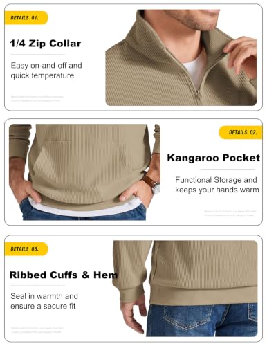COOFANDY Men's Quarter Zip Corduroy Sweatshirt Pullover Casual Polo Shirts — view 6