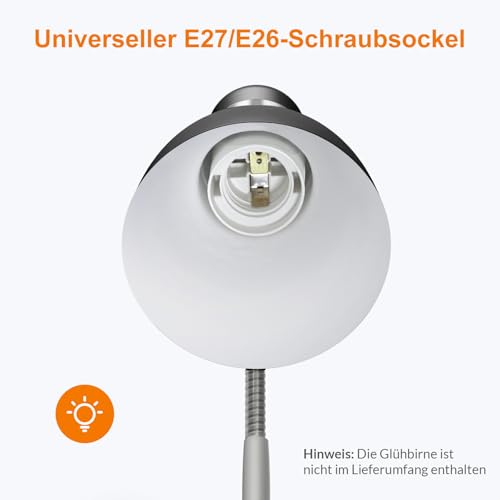 LEPOWER Schreibtischlampe aus Metall, augenschonende Tischlampe, Arbeitszimmerlampen mit flexiblem Schwanenhals für Schlafzimmer, Home Office