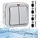 Produktbild Sporgo Universalschalter Wetterfester Schalter Doppelschalter, 20A IP66 Wasserdicht Schalter mit Unabhängigem Schalter Und Kontrollleuchte, Grau Aussen Switch Lichtschalter für Outdoor Garten Balkon