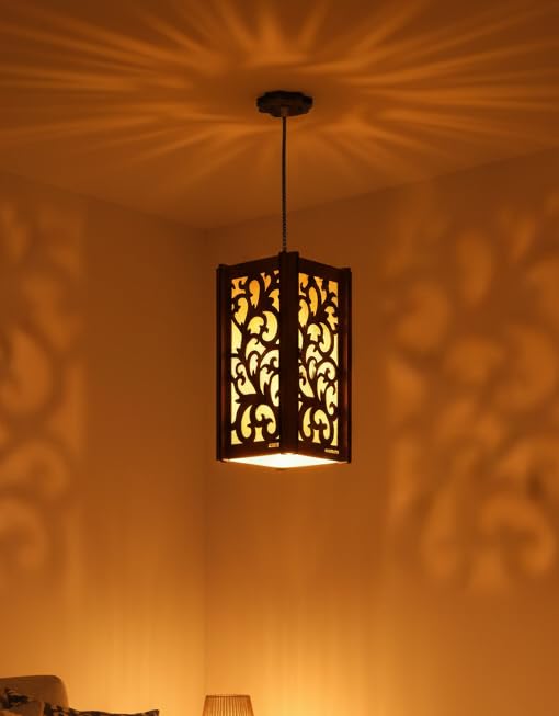 Wooden Decorative Hanging Ceiling Lamp | Modern Filigree Pendant Light for Living Room & Bedroom-image-28