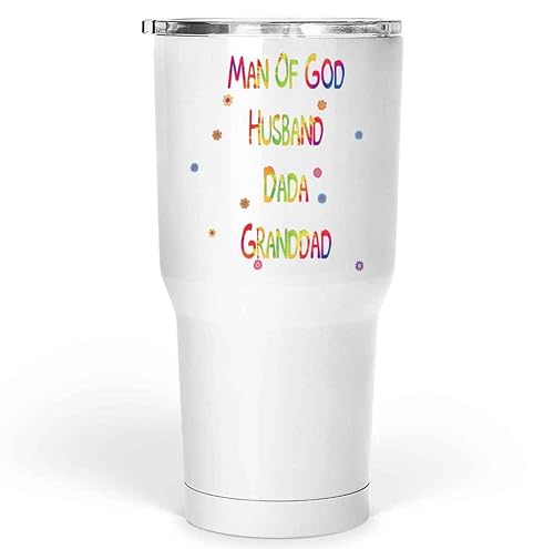 Family Of Christians Gift for Man Of God Husband - Dada Granddad Prayers Quote - Ideal Easter Present for Grandfather - 30 Oz White Stainless Steel