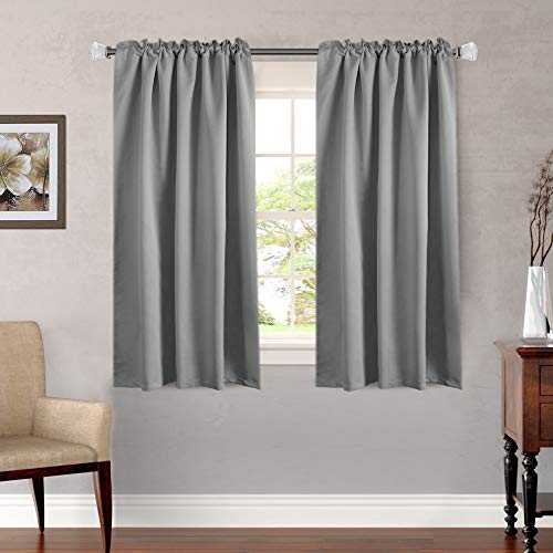 Image of H.VERSAILTEX Blackout Curtains Thermal Insulated Window Treatment Panels Room Darkening Blackout Drapes for Living Room Back Tab /Rod Pocket Bedroom Draperies, 52 x 54 Inch, Grey, 2 Panels
